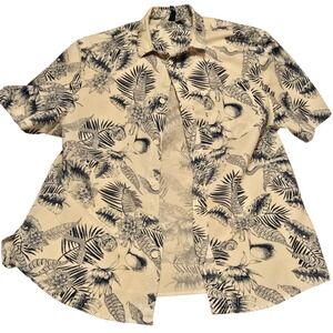 H&M‎ Divided Tropical Print Button Up Shirt Short Sleeve Casual Size S